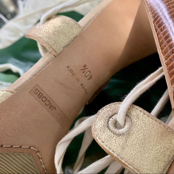 Marc Jacobs Lace Up Gold Heels Size 10.5 - Picture 6 of 8